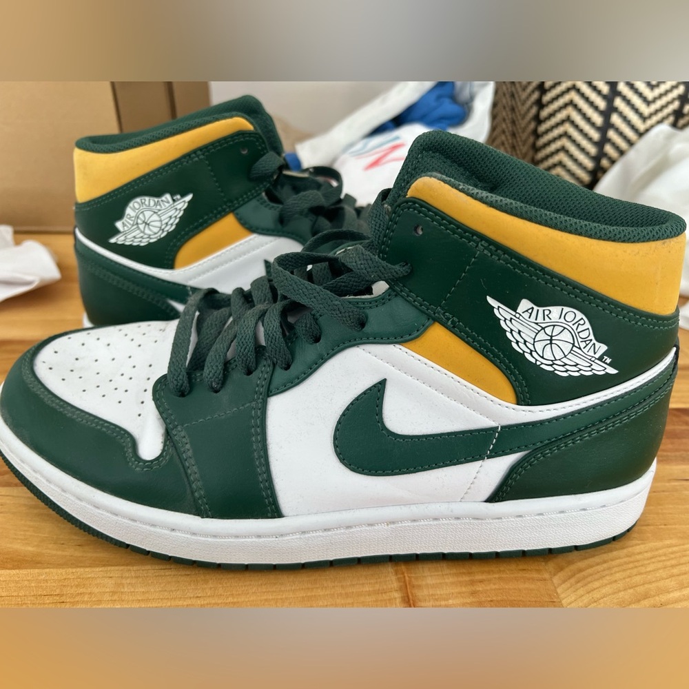 Air Jordan 1 Mid Sonics Green White Yellow